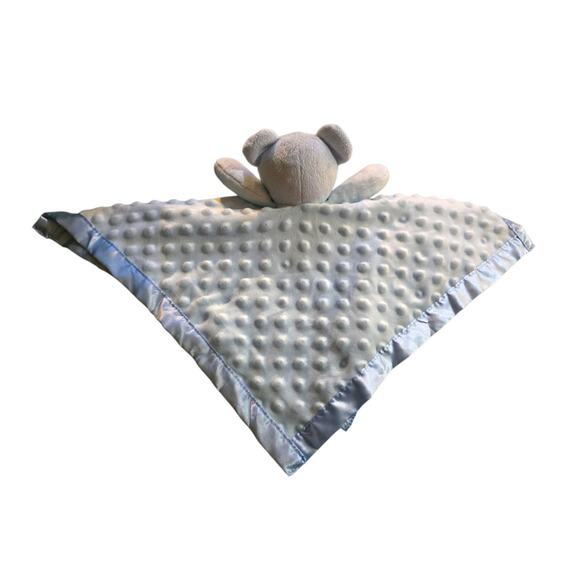 Lovey Baby Blue Teddy Bear Security Blanket Satin Back Unisex Soft Tags Missing - Picture 3 of 4